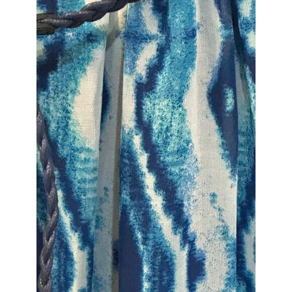 Y2K Beachy Blue Boho Maxi Dress Womens L Festival 90s Flowy Crochet Summer Sexy - Picture 3 of 8